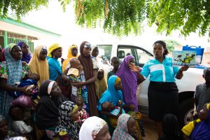 Faith Mwanret Pyentim, 33 is a marie stopes outreach nurse/midwife doing group counseling on contraceptive information and services at a primary health centre in Birin Fulani ward, Nafada LGA in Gombe state